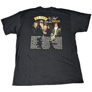 ZZ TOP &‎ JEFF BECK TOUR 2014 Men XL Black Double-Sided The Very Baddest T-Shirt